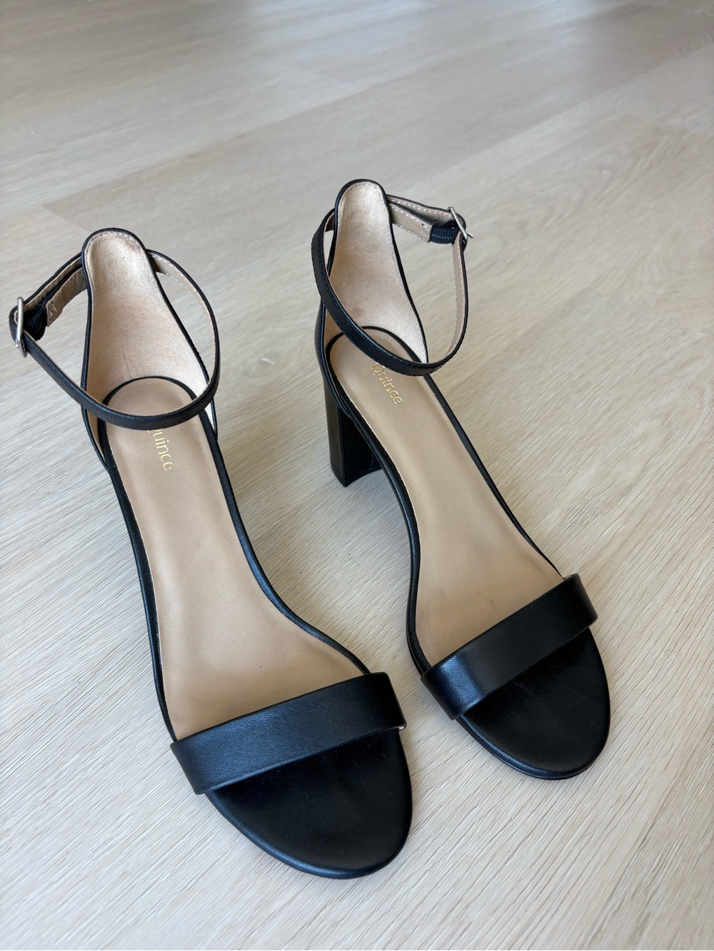 Quince Black Italian Leather 65mm Block Heel - Picture 2 of 7
